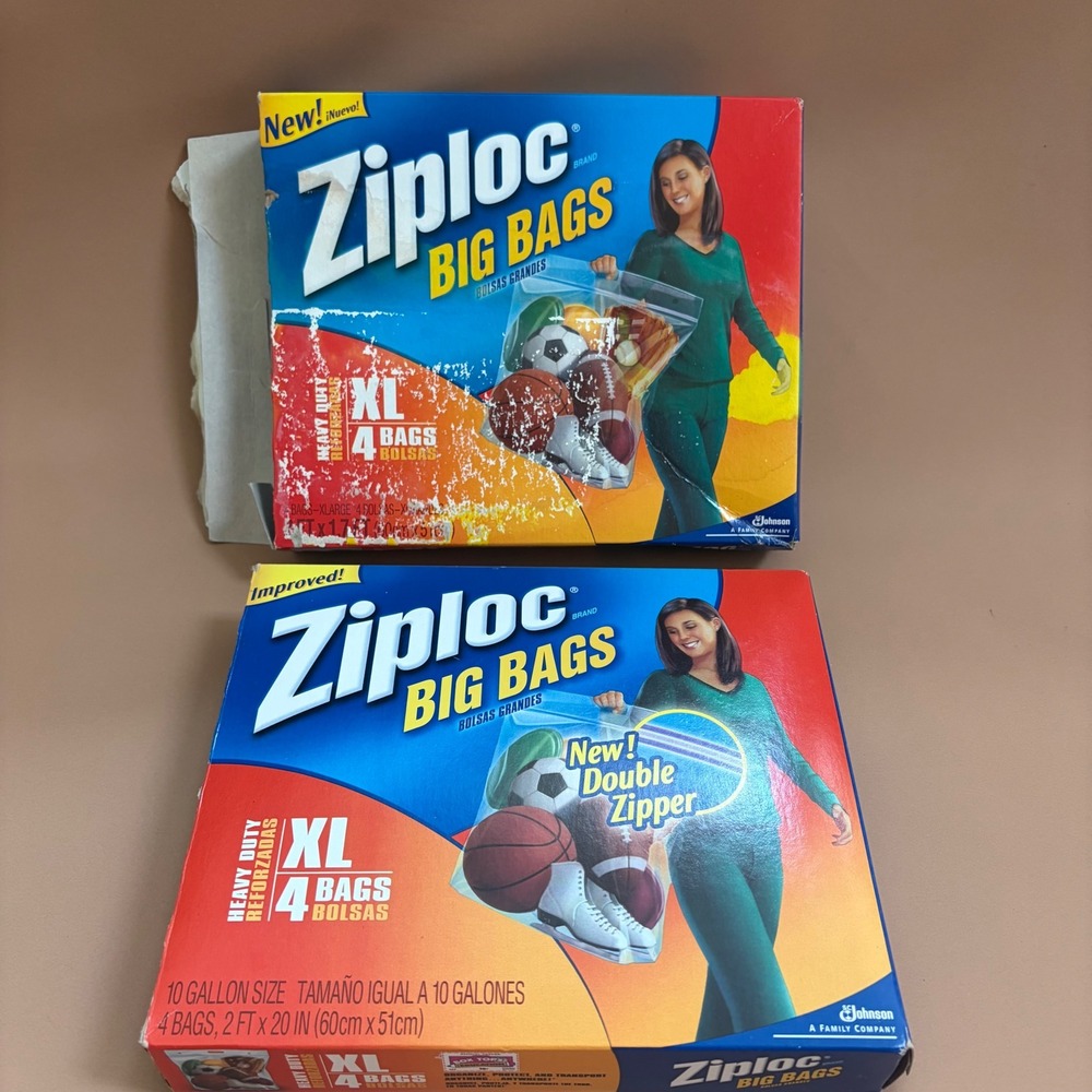 Ziploc Big Bags XL 10 Gallon Heavy Duty Storage‎ 7 Bags Total 2 Boxes 2ft x 20in